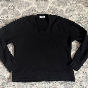 Perfectwhitetee Black Scoop Crewneck